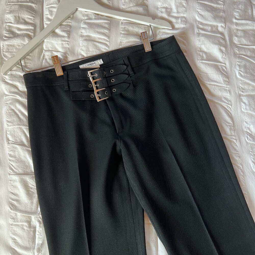 Vertigo Paris Black Buckle Detail Trousers, Size: 8 (Part of Matching Set)